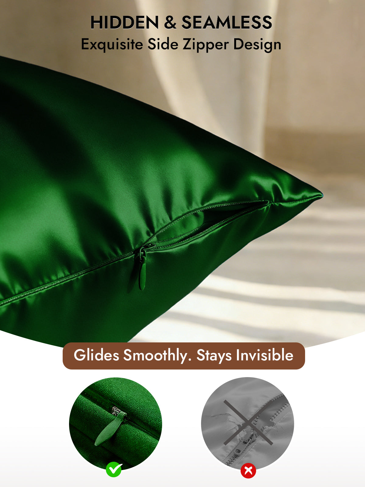 [Dark Green] SilkSilky-CA 30Momme Pure Silk Pillowcase 006