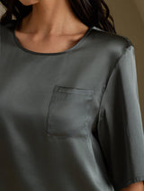 [Dark Gray] SilkSilky-CA Half Sleeve Women's T-Shirt 004