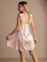 [Pink] SilkSilky-CA Sleeveless Square Neck Nightgown 002