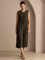 [Pine Vintage] SilkSilky-CA Sleeveless Crew Neck Women's Outfit Sets 005