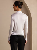 [Gray] SilkSilky-CA Long Sleeve Wrap Women's Blouse 002