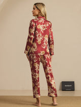 [Wine Dragon] SilkSilky-CA Long Sleeve Lapel Collar Women's Pajamas 002