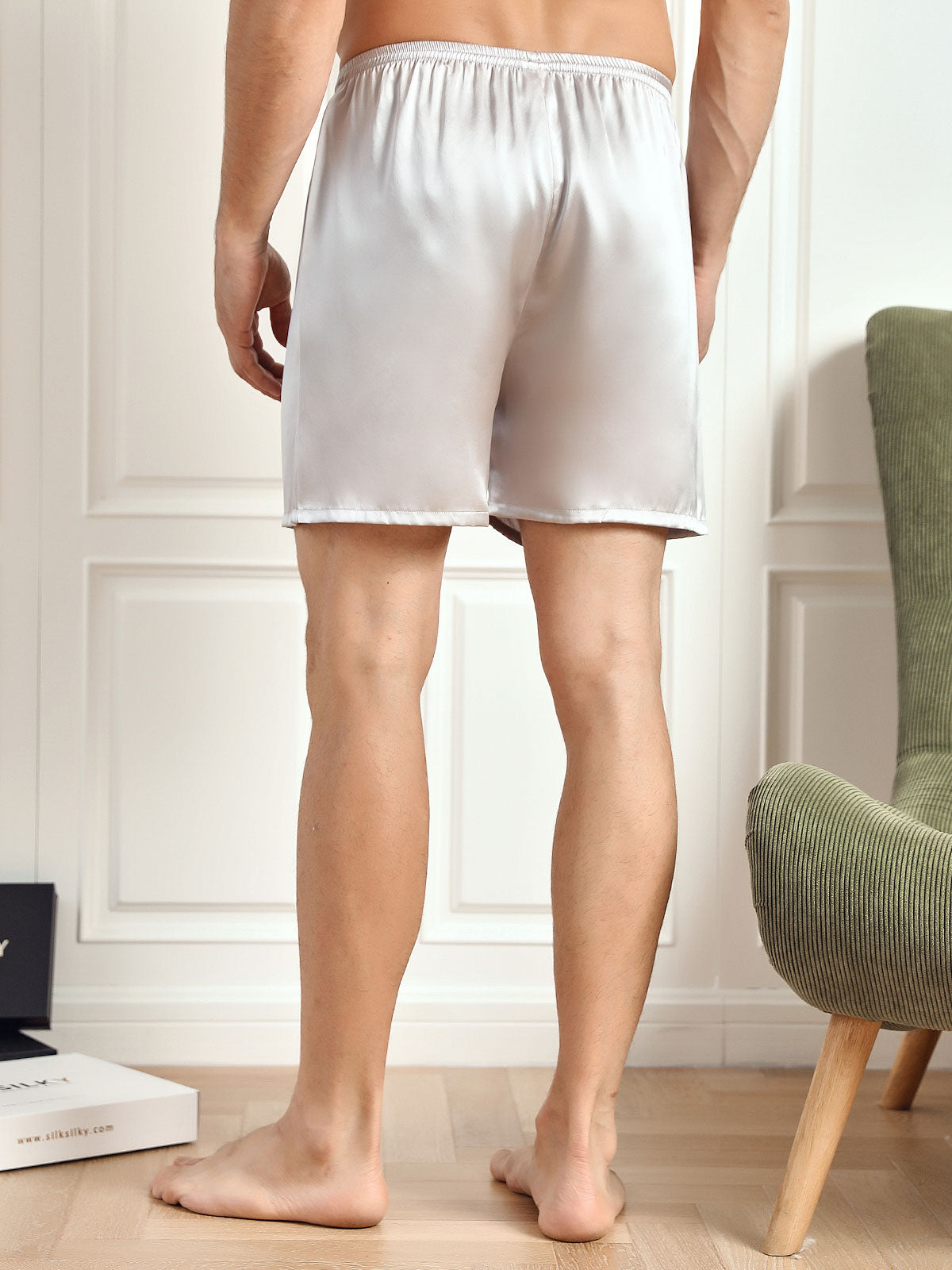 [Silver] SilkSilky-CA 19Momme Pure Silk Mens Sleep Bottoms 002