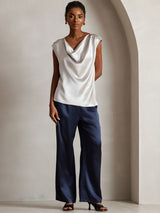 [Light Gray] SilkSilky-CA Cap Sleeve Cowl Neck Women's T-Shirt 001