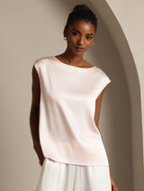 [Pink] SilkSilky-CA Cap Sleeve Round Neck Women's T-Shirt 001