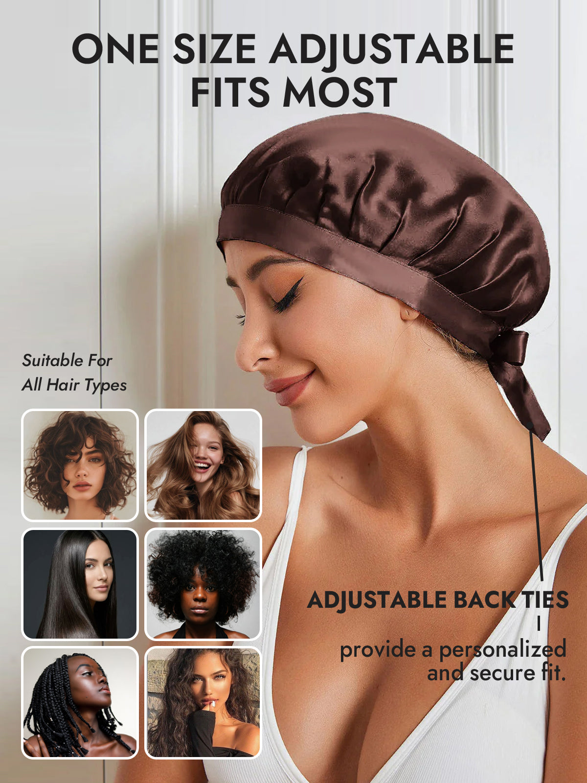 [Coffee] SilkSilky-CA Pure Silk Sleep Cap 005