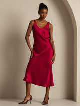[Wine] SilkSilky-CA Sleeveless Scoop Neck Dress 004