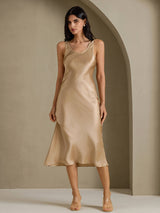 [Champagne Gold] SilkSilky-CA Sleeveless Dress 006