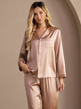 [Tuscany] SilkSilky-CA Long Sleeve Lapel Collar Women's Pajamas 005