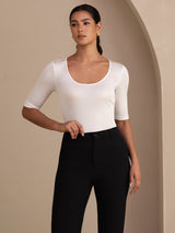 [White] SilkSilky-CA Half Sleeve Women's T-Shirt 003