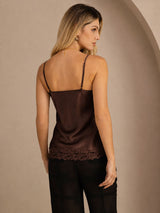 [Brown] SilkSilky-CA Spaghetti Strap V Neck Camisole 002
