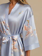 [Light Blue] SilkSilky-CA 3/4 Sleeve Women's Robe 005