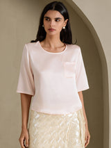 [Pink] SilkSilky-CA Half Sleeve Women's T-Shirt 003