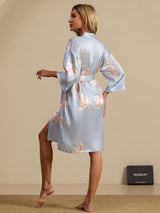[Light Blue] SilkSilky-CA 3/4 Sleeve Women's Robe 002