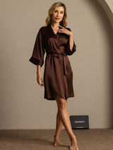 [Coffee] SilkSilky-CA 3/4 Sleeve Women's Robe 007