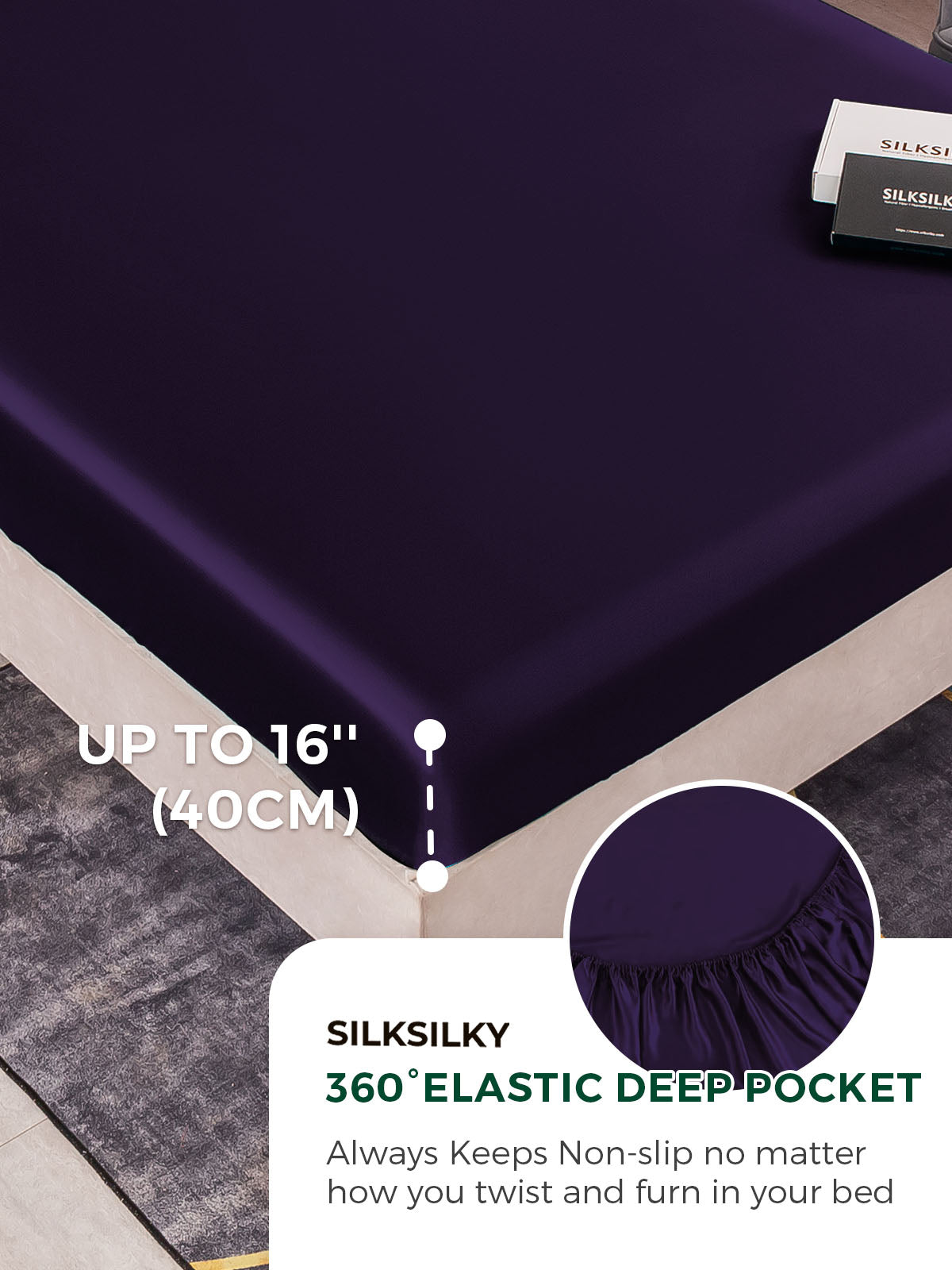 [Deep Purple] SilkSilky-CA 22Momme Pure Silk Bedding Set 004,