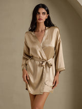 [Champagne Gold] SilkSilky-CA 3/4 Sleeve Women's Robe 003