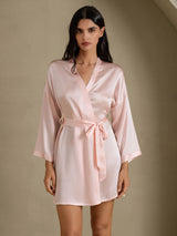[Light Pink] SilkSilky-CA 3/4 Sleeve Women's Robe 001