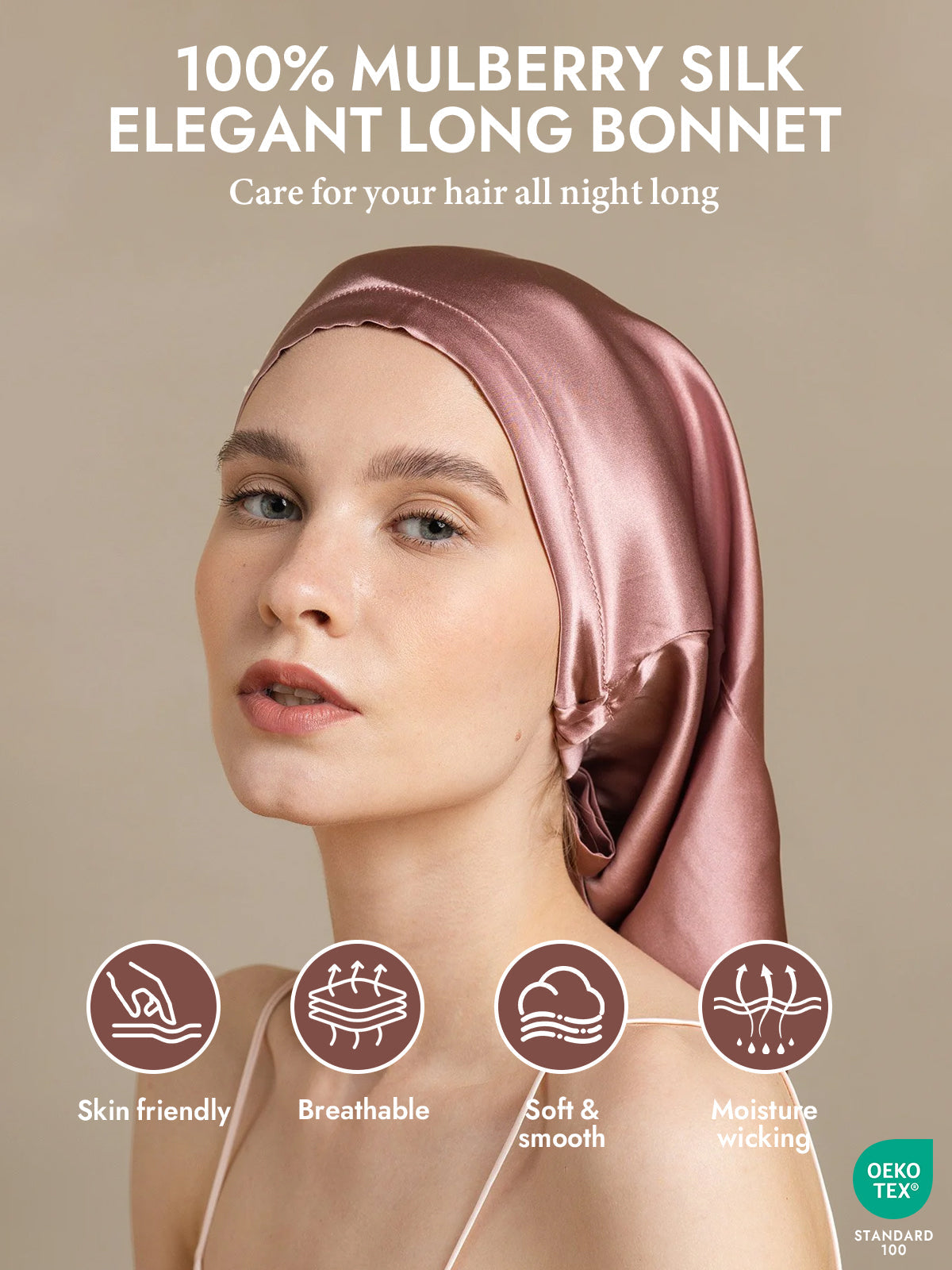 [Pale Mauve] SilkSilky-CA Pure Silk Sleep Cap 002