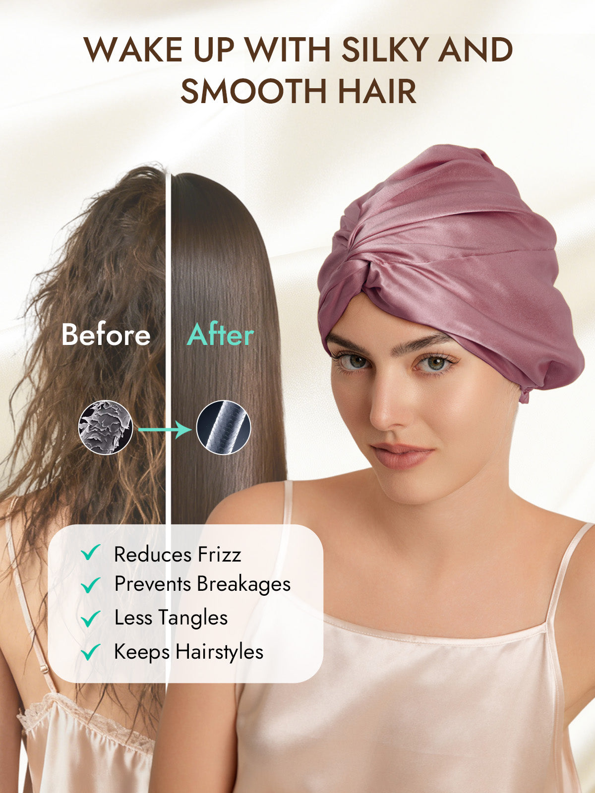 [Pale Mauve] SilkSilky-CA 22Momme Pure Silk Sleep Cap 003