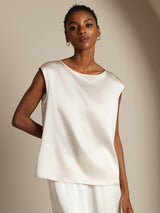 [White] SilkSilky-CA Cap Sleeve Round Neck Women's T-Shirt 003