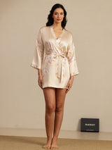 [Champagne] SilkSilky-CA 3/4 Sleeve Women's Robe 008