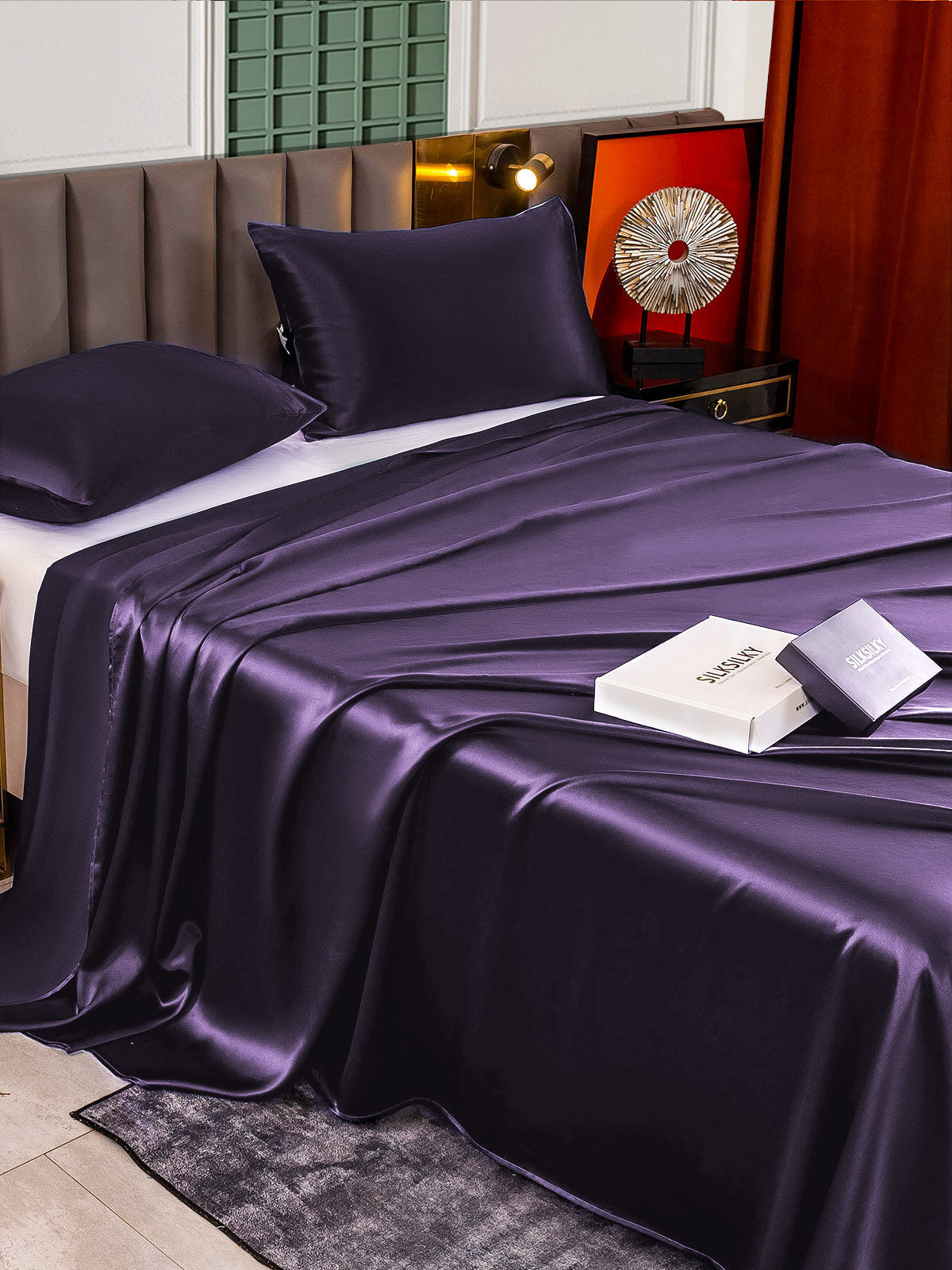[Deep Purple] SilkSilky-CA 22Momme Pure Silk Bedding Set 004,