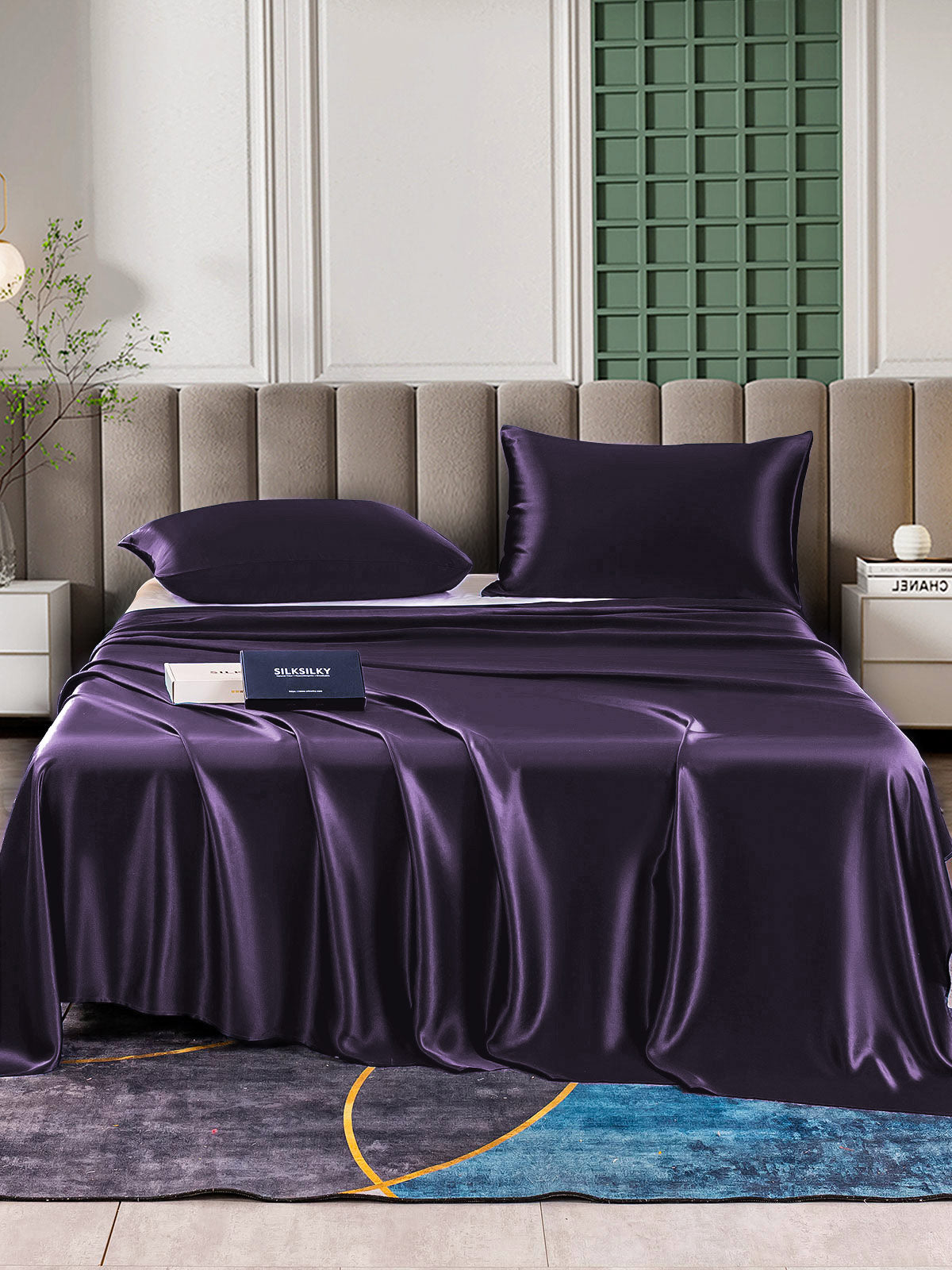 [Deep Purple] SilkSilky-CA 22Momme Pure Silk Bedding Set 001,