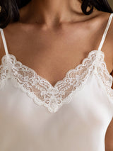 [White] SilkSilky-CA Spaghetti Strap V Neck Camisole 004