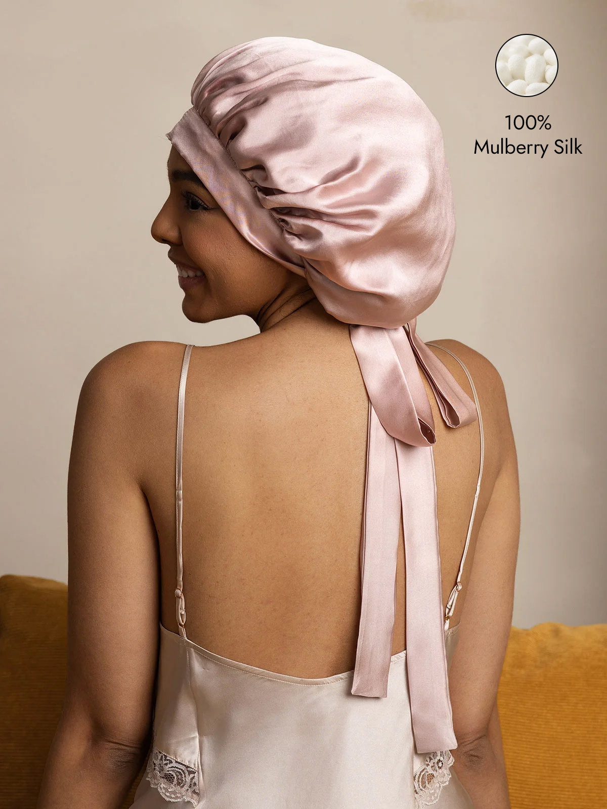 [Pink] SilkSilky-CA Pure Silk Sleep Cap 001