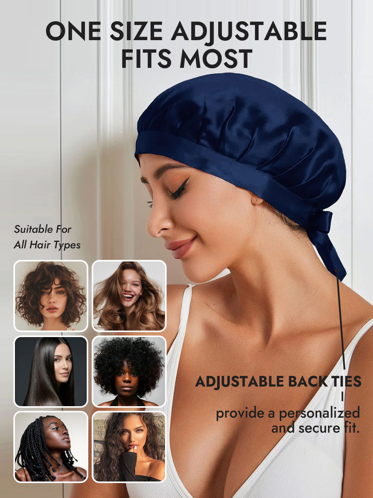 [Dark Blue] SilkSilky-CA Pure Silk Sleep Cap 005