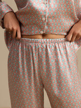 [Pink Heart Geo] SilkSilky-CA Short Sleeve Lapel Collar Women's Pajamas 007