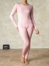 [Pink] SilkSilky-CA Silk Jersey Long Sleeve Round Neck Women's Long Johns 003