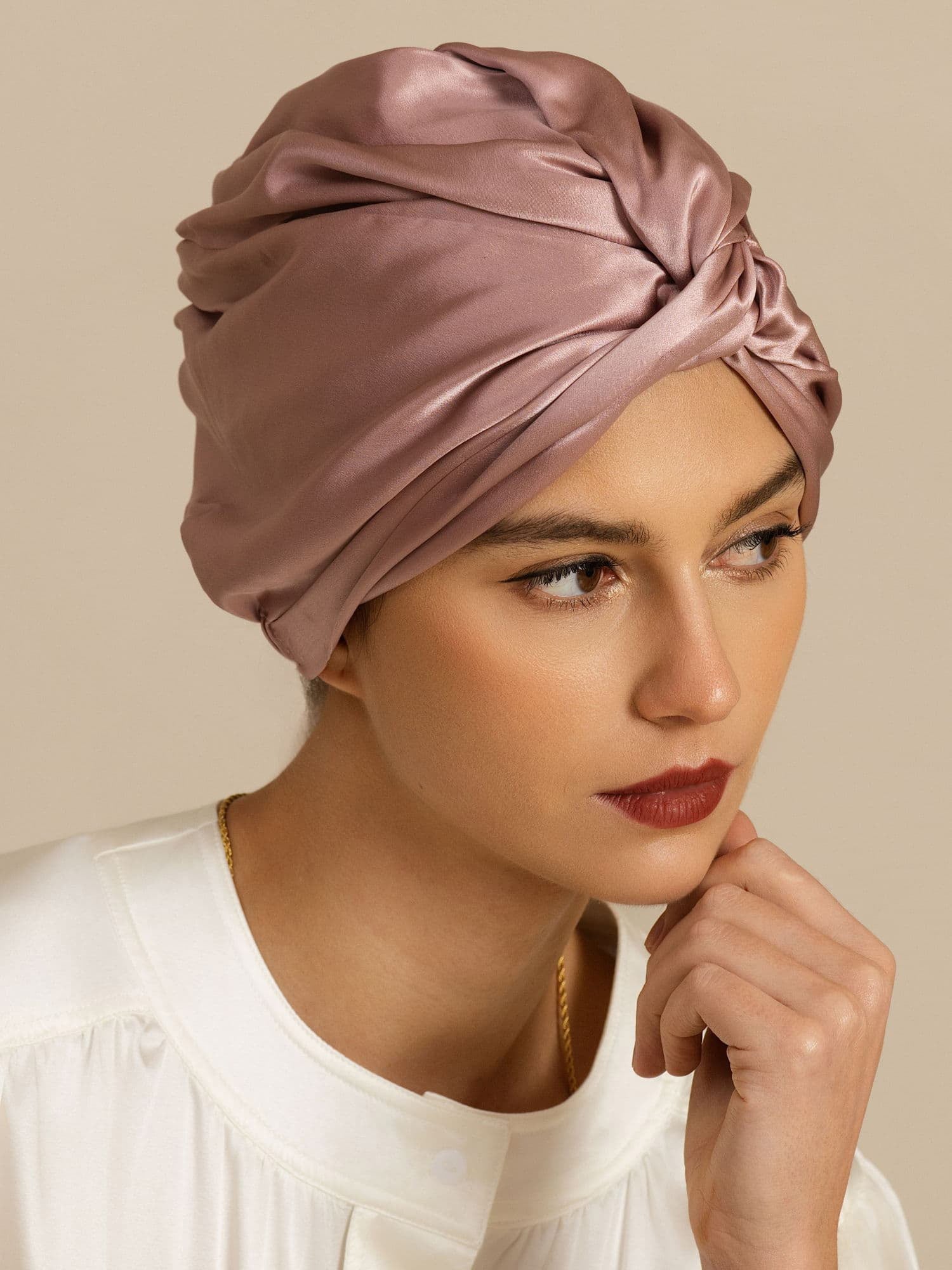 [Pale Mauve] SilkSilky-CA 22Momme Sleep Cap 001