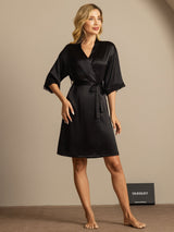 [Black] SilkSilky-CA Half Sleeve Women's Robe 006