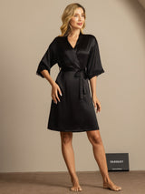 [Black] SilkSilky-CA Half Sleeve Women's Robe 006
