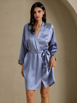 [Steel Blue] SilkSilky-CA 3/4 Sleeve Women's Robe 001
