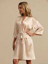 [Champagne] SilkSilky-CA 3/4 Sleeve Women's Robe 001