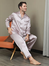 [Pale Mauve] SilkSilky-CA Long Sleeve Notch Collar Men's Pajamas 006