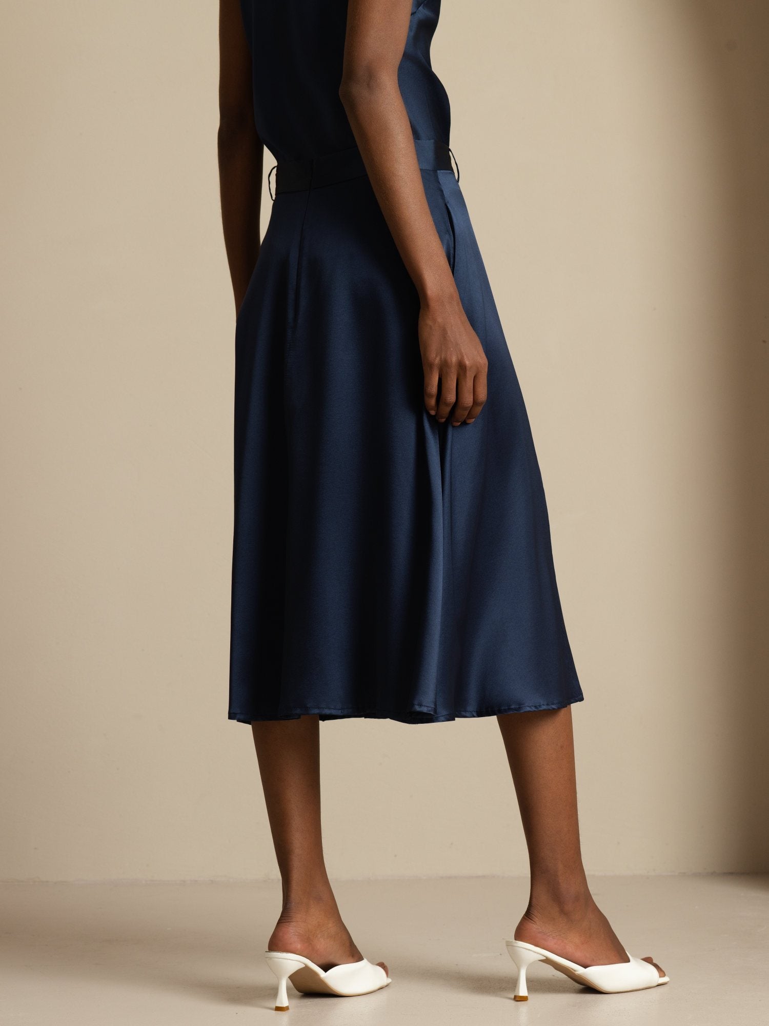 [DarkBlue] SilkSilky-CA 19Momme Silk Skirt 002