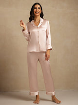 [Pink] SilkSilky-CA Long Sleeve Notch Collar Women's Pajamas 003