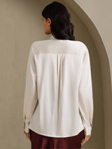 [Light Gray] SilkSilky-CA Long Sleeve High Neck Women's Blouse 002