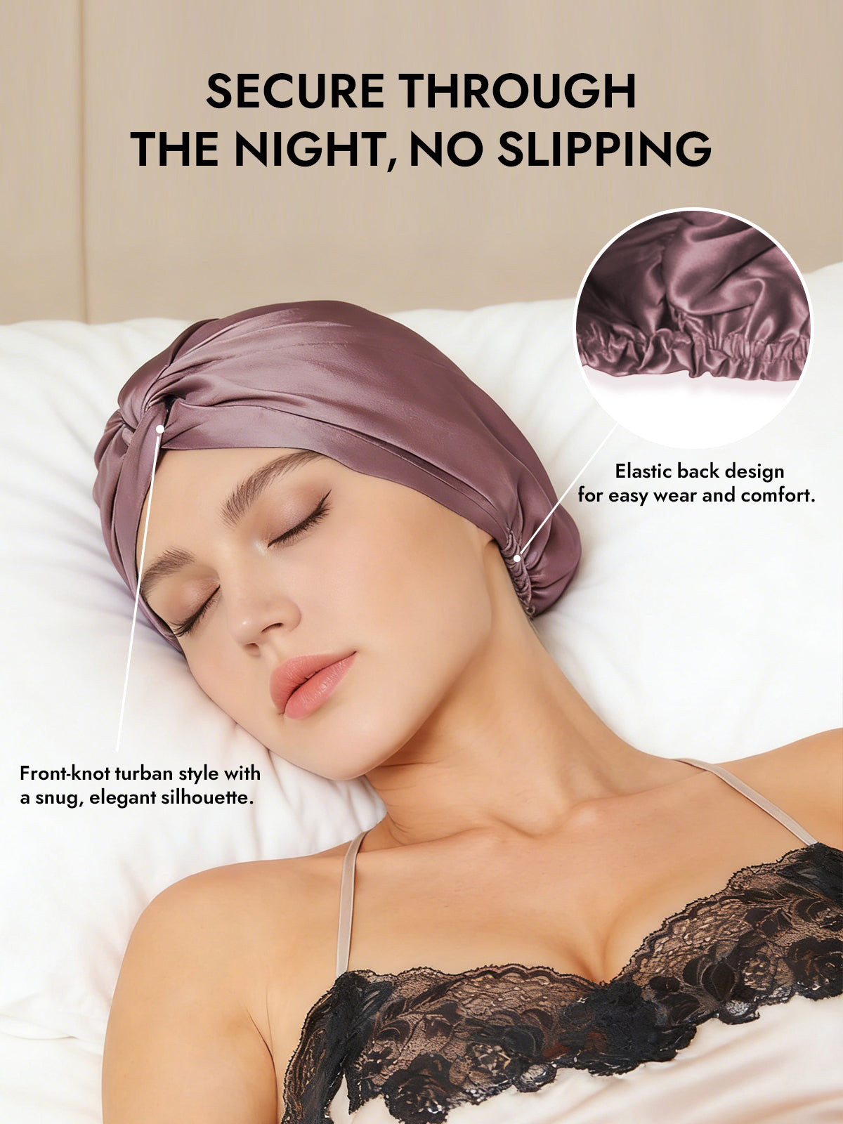 [Pale Mauve] SilkSilky-CA Pure Silk Sleep Cap 005
