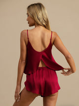 [Wine] SilkSilky-CA Spaghetti Strap Camisole Set 002