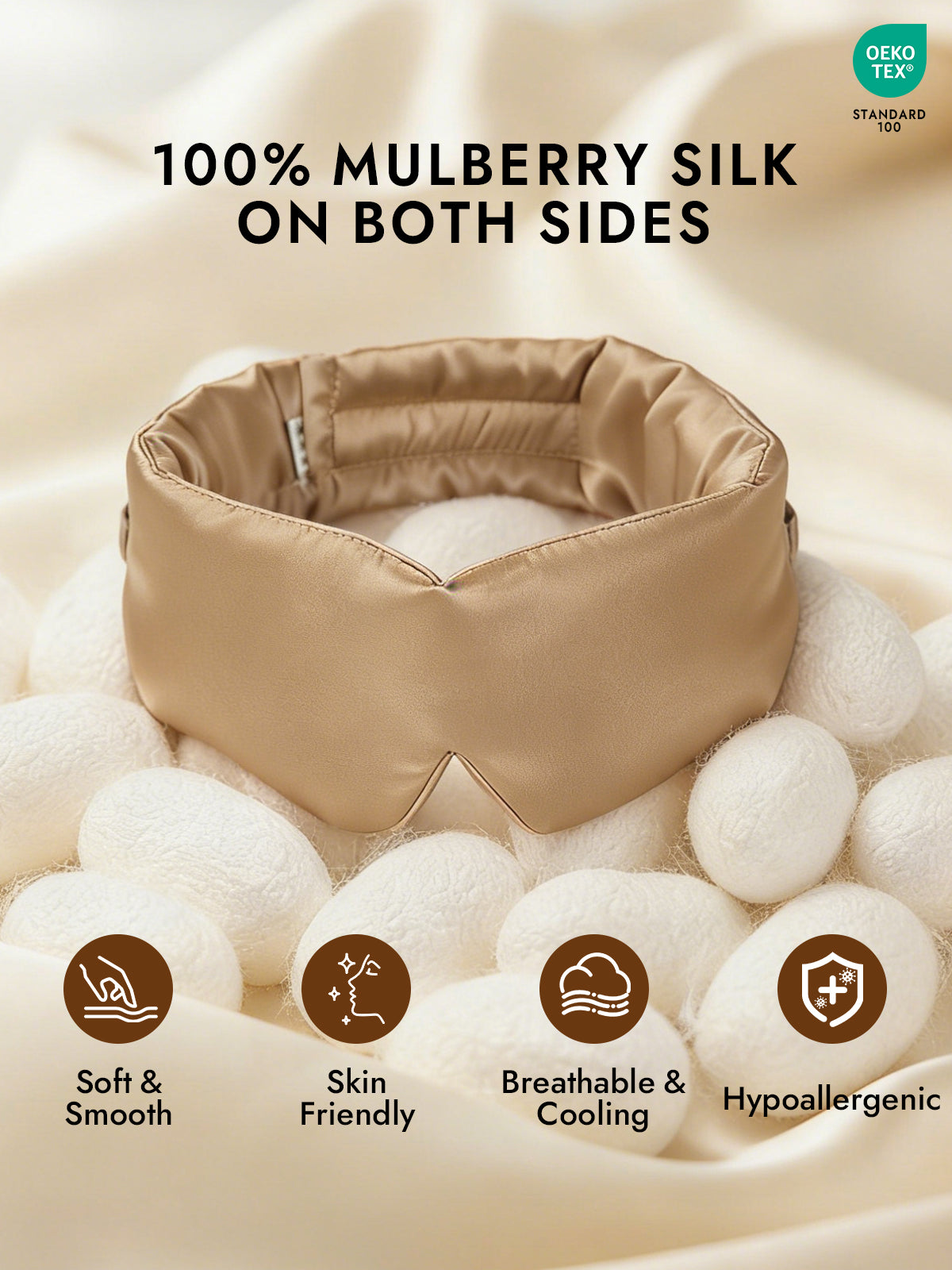 [Beige] SilkSilky-CA 19Momme Pure Silk Eye Mask 002