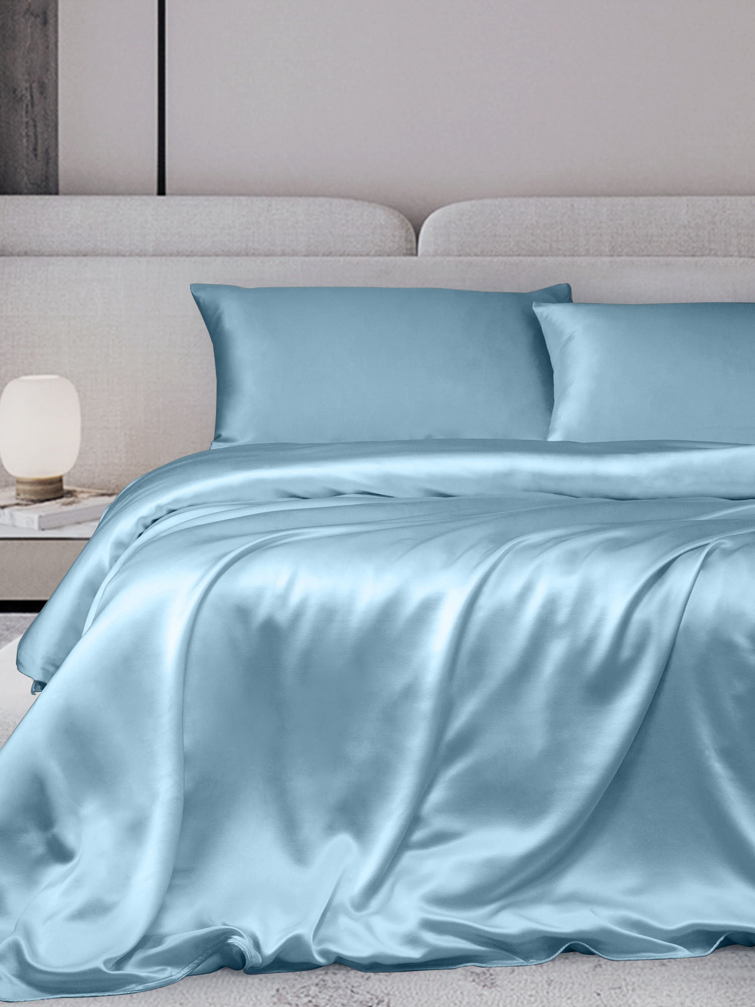 [Light Blue] SilkSilky-CA 19Momme Bedding Set 001