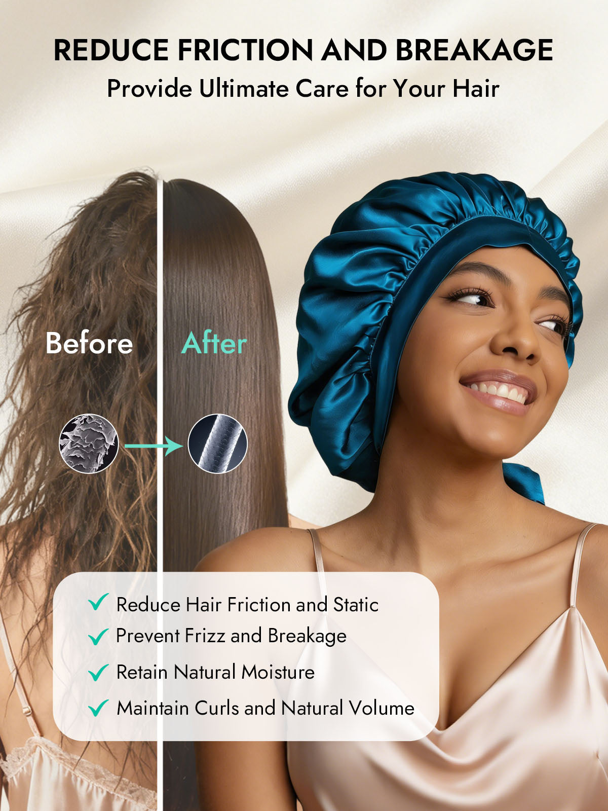 [Teal] SilkSilky-CA Pure Silk Sleep Cap 003