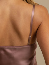 [Pale Mauve] SilkSilky-CA Spaghetti Strap V Neck Nightgown 006