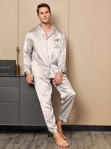 [Gray] SilkSilky-CA Long Sleeve Notch Collar Men's Pajamas 001