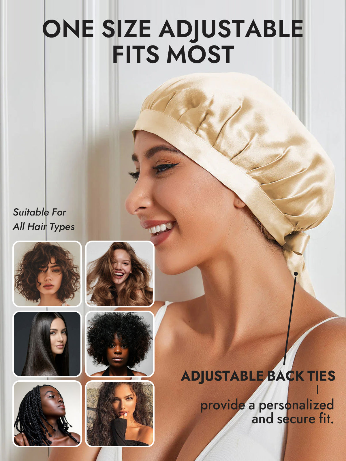 [Champagne] SilkSilky-CA Pure Silk Sleep Cap 005